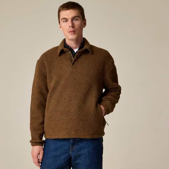 J.Crew Brown Wool Blend Relaxed Fit Collared Sweater